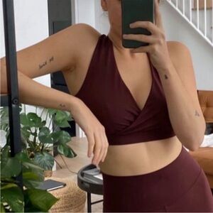 NORBA Burgundy Wine Red Cross Back Sports Bra